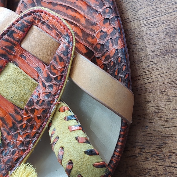 Kotur Guzel Bohemian Leather Snakeskin Stiletto Heels Size 10 Goddess Complex - Picture 12 of 16